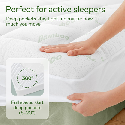OEKO-TEX 100% Bamboo Cooling Mattress Topper